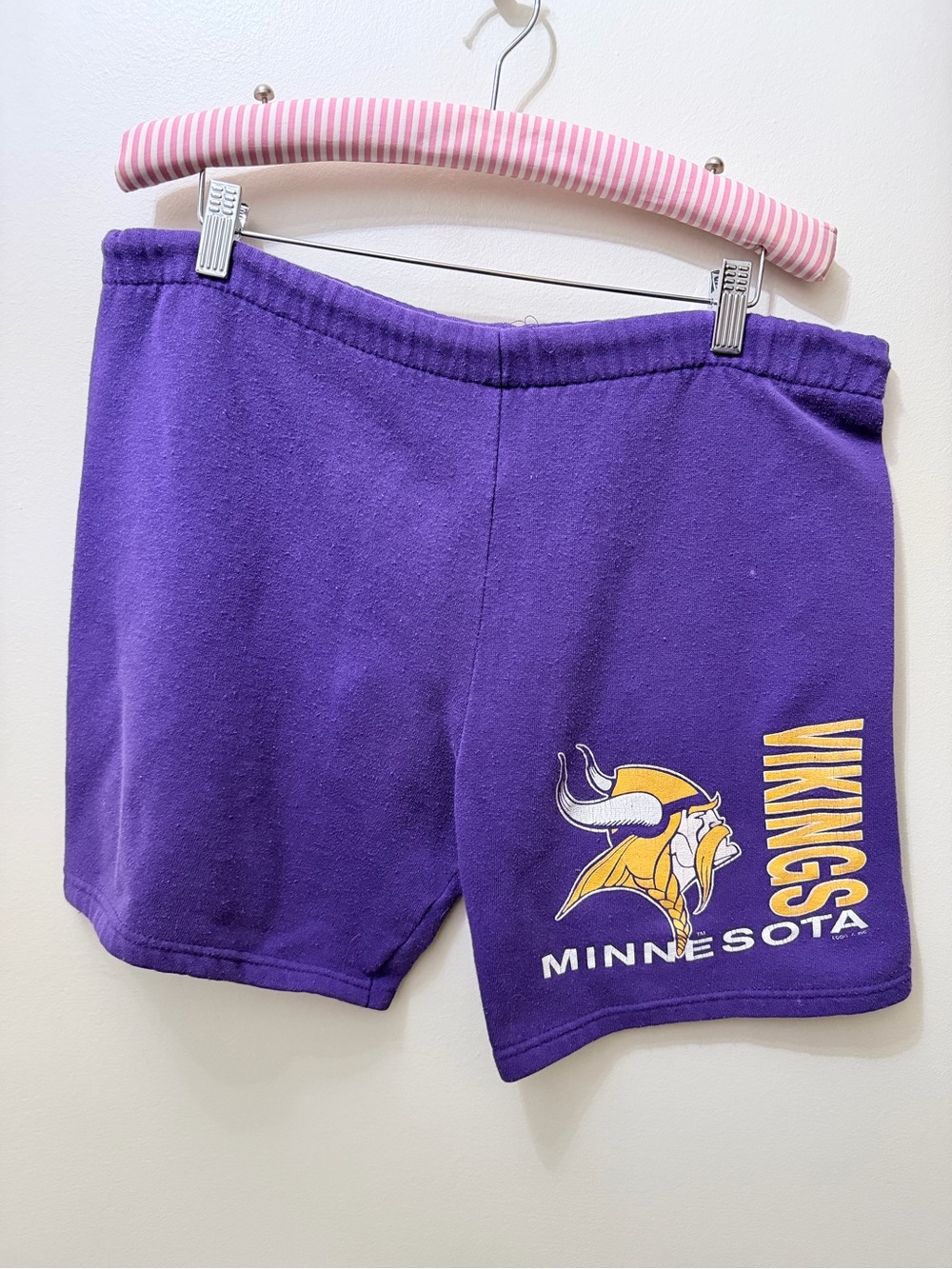 Vintage 80s Logo 7 Minnesota Vikings NFL Fleece Sweat Shorts M Unisex USA